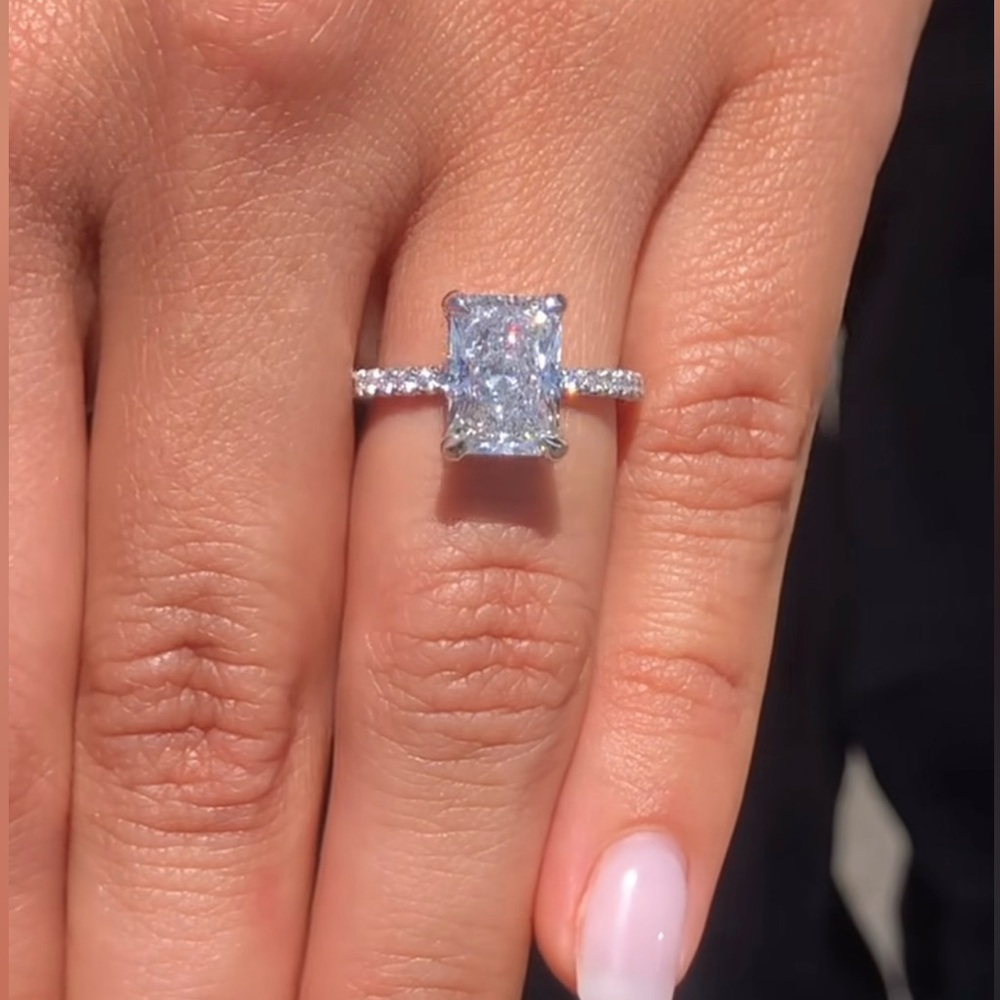 3 CT Radiant Cut Cubic Zirconia CZ Engagement Ring